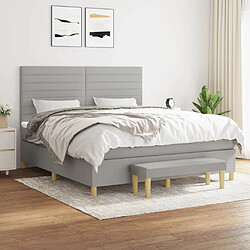 Maison Chic Lit Adulte - Lit simple Lit à sommier tapissier avec matelas moelleux - Meuble de Chambre - Gris clair 160x200cm Tissu -MN52114