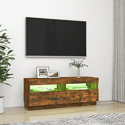 Acheter Maison Chic Meubles TV avec lumières LED - Banc TV pour salon chêne fumé 100x35x40 cm -MN34724