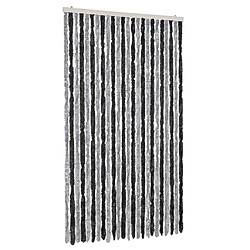 vidaXL Rideau anti-mouches gris et noir 100x220 cm chenille