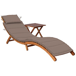 Helloshop26 Transat chaise longue bain de soleil lit de jardin terrasse meuble d'extérieur avec table et coussin bois d'acacia 02_0012616