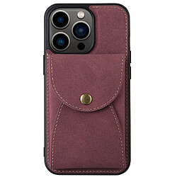 Coque en TPU + PU VILI détachable 2-en-1, magnétique avec porte-carte rouge vin pour iPhone 13 Pro 6.1 pouces