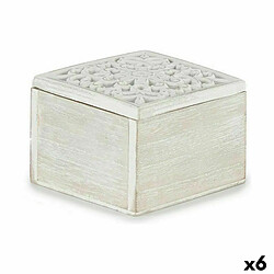 Gift Decor Boîte Décorative Blanc Bois 11,5 x 8 x 11,5 cm (6 Unités)