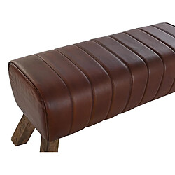 Pegane Banquette rectangulaire en cuir et bois coloris marron - longueur 126 x Profondeur 36 x hauteur 53 cm pas cher