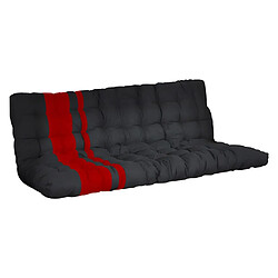 Vente-Unique Lit mezzanine 90 x 190 cm - Avec banquette convertible - Métal - Noir et rouge + Futon - MODULO V pas cher