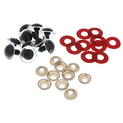 10pcs yeux de jouets de sécurité en plastique + nontissés de paillettes + rondelle 16mm rouge