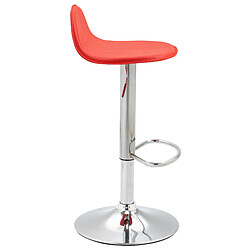 Avis Decoshop26 Lot de 2 tabourets de bar avec repose-pieds en PVC rouge pied trompète en métal chromé 10_0004259