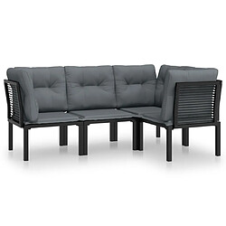 Maison Chic Salon de jardin 4 pcs - Table et chaises d'extérieur - Mobilier/Meubles de jardin Moderne noir et gris résine tressée -MN54056