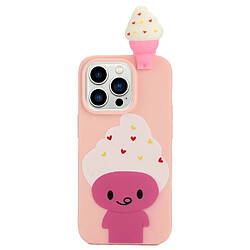 Coque en TPU anti-rayures, anti-chocs avec motif 3D pour votre iPhone 14 Pro - crème glacée