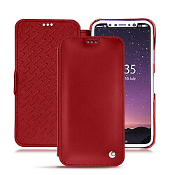 Housse cuir Apple iPhone X - Rabat horizontal - Rouge ( Nappa - Pantone #d50032 ) - NOREVE