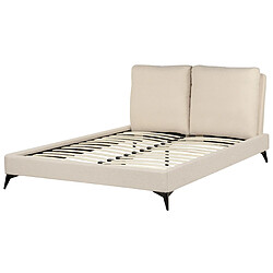 Beliani Lit double bouclé beige 140 x 200 cm MELLE pas cher