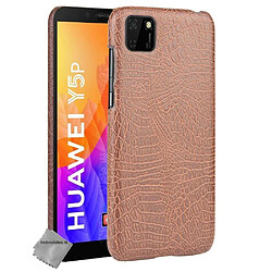 Htdmobiles Coque rigide simili cuir crocodile pour Huawei Y5p + film ecran - MARRON