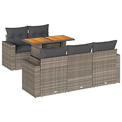 vidaXL Salon de jardin 6 pcs avec coussins gris résine tressée