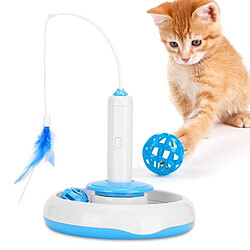 Universal 2 sur 1 jouet de chat tour de chat électrique pivot automatique chaton jouet boule plume tournante chien chaton drôle bâton | jouet de chat