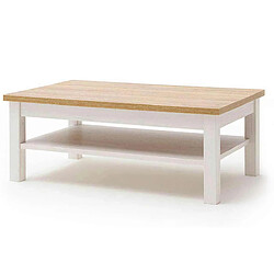 Pegane Table basse avec rangements en bois coloris blanc / chêne - L.114 x H.46 x P.70 cm