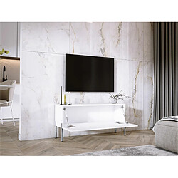 Acheter 3XELIVING Meuble TV en couleur Blanc mat / Blanc brillant avec pieds droits en chrome, D: l : 100 cm, H : 52 cm, P : 32 cm