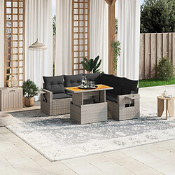 vidaXL Salon de jardin 6 pcs avec coussins gris résine tressée