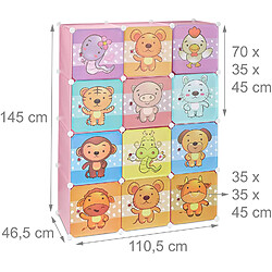 Helloshop26 Étagère rangement enfants casier modulable plastique animaux penderie armoire rose 13_0001209