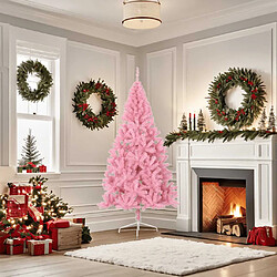 vidaXL Demi sapin de Noël artificiel avec support Rose 180 cm PVC