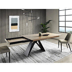 Inside 75 Table repas extensible ANAS 8 couverts 160/230x90cm pied métal noir plateau chêne noueux