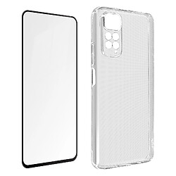 Avizar Coque Xiaomi Redmi Note 11 et Note 11s Souple Film Verre Trempé 9H noir