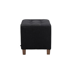 Decoshop26 Tabouret bas repose-pieds pouf capitonné en tissu noir pieds en bois 45x46 cm 10_0000162