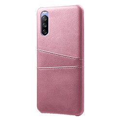 Coque en TPU + PU avec double porte-cartes or rose pour votre Sony Xperia 10 III