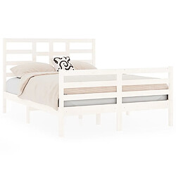 Maison Chic Lit Moderne Chambre - Cadre/structure de lit pour adulte Blanc Bois massif 120x190 cm Petit Double -MN95609 