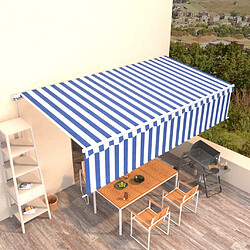 Maison Chic Auvent manuel rétractable avec store | store extérieurs de porte | Marquise Brise-soleil 6x3 m Bleu et blanc -GKD65853