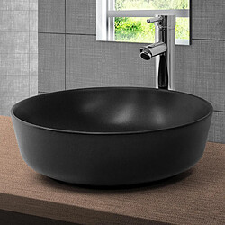 Lavabo avec vidage sans trop-plein Ø 41,5x13,5 cm noir en céramique ML-Design