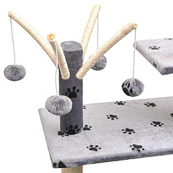 Acheter Helloshop26 Arbre à chat griffoir grattoir niche jouet animaux peluché et sisal 125 cm empreintes de pattes gris 3702113