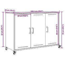 vidaXL Buffet rose 100,5x39x72 cm acier pas cher