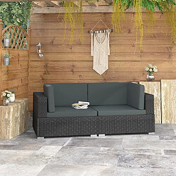 Maison Chic Lot de 2 canapé d'angle,Chaises d'angles pour relax avec coussins Résine tressée Noir -GKD76330