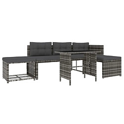 Acheter Maison Chic Mobilier à dîner 4 pcs de jardin - Ensemble table et chaises d'extérieur - Salon/Mobilier de jardin classique et coussins Gris Résine tressée -MN70441