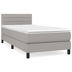 vidaXL Sommier à lattes de lit avec matelas Gris clair 90x200 cm Tissu