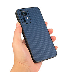 Coque en TPU + PU texture en fibre de carbone, anti-rayures bleu pour votre Xiaomi 12 Pro