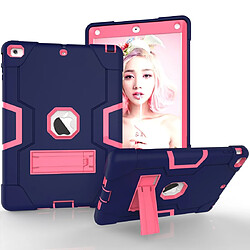 Wewoo Coque Pour iPad 5/4 couleur contrastée Silicone + PC Combinaison avec support bleu marine + rose rouge