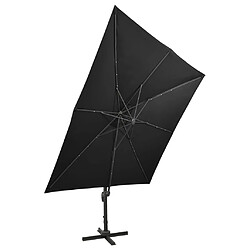 Acheter Helloshop26 Parasol meuble de jardin déporté avec mât et lumières led 300 cm noir 02_0008523