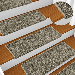 Decoshop26 Tapis d'escalier 15 pièces 65x25 cm Gris DEC023818