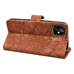 Acheter Wewoo Coque Étui en cuir gaufré à double rabattement avec motif pour mollet et emplacements cartes de crédit iPhone 11 6.1 pouces Marron