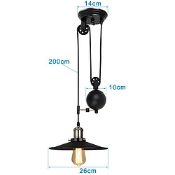 Stoex Lampe À Suspension Vintage Lustre À Poulie Rétro Antique 1 Lumière Suspension Luminaire en Métal Noir Douille E27, Plafonnier D'Intérieur pas cher