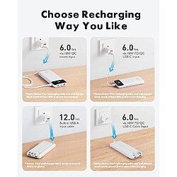 Acheter SANAG Power Bank 20000Mah, Chargeur Portable À Chargement Rapide Avec Câbles Intégrés, 5 Sorties Et 4 Entrées Pour Iphone 14 13 12 11 Samsung S21 S22(Blanc)