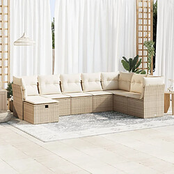 vidaXL Salon de jardin avec coussins 8 pcs beige résine tressée