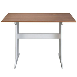 Table de cuisine en pin massif foncé et blanc - L.110 x H.75 x P.70 cm -PEGANE-