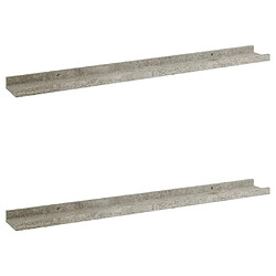 vidaXL Étagères murales 2 pcs Gris béton 80x9x3 cm