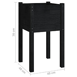 vidaXL Jardinières d'extérieur 2pcs Noir 40x40x70cm Bois de pin massif pas cher