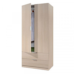 Dansmamaison Armoire 2 portes battantes + 2 tiroirs Chêne - KAMUSI