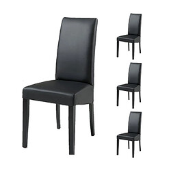 Mes Ensemble table 160 cm décor chêne et 4 chaises en PU noir - FUMAY pas cher