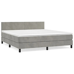 Maison Chic Lit Adulte - Lit simple Lit à sommier tapissier et matelas moelleux - Meuble de Chambre - Gris clair 160x200cm Velours -MN16838