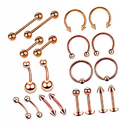 20piece nez lèvre langue sourcils tragus nombril anneau Piercings 1.2x6 + 3mm pas cher