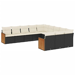 Maison Chic Salon de jardin 11 pcs avec coussins | Ensemble de Table et chaises | Mobilier d'Extérieur noir résine tressée -GKD80094